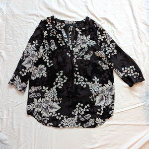 Cynthia Rowley Floral Split Neck Blouse